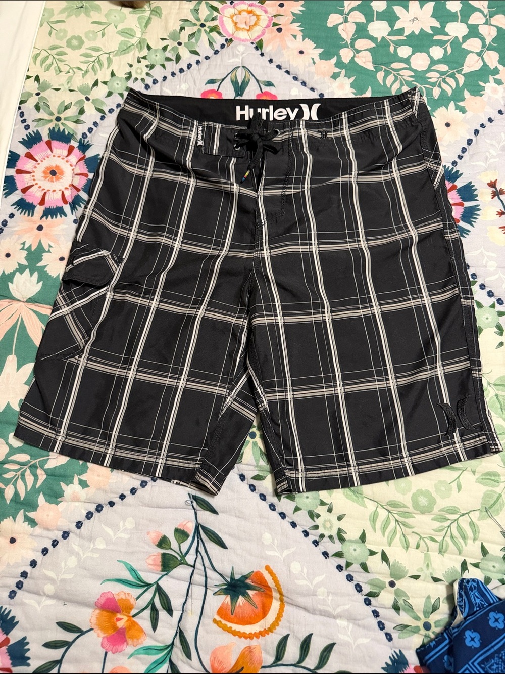 Hurley Black & White Plaid Men’s Boardshorts